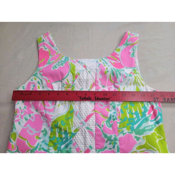 Lilly Pulitzer Floral Sleeveless Zip Straight Shift Dress 100% Cotton - Size 0 - Picture 4 of 9